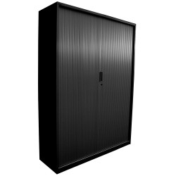 Steelco Lockable Tambour Door Cabinet 1200W x 463D x 2000mmH Black Satin