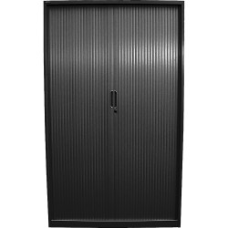 Steelco Lockable Tambour Door Cabinet 900W x 463D x 2000mmH Black Satin