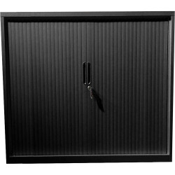 Steelco Lockable Tambour Door Cabinet 1200W x 463D x 1200mmH Black Satin