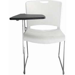 K2 NTR Pixie Lecturer Visitor Chair White With Black Tablet Arm White