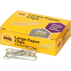 MARBIG PAPER CLIPS Large 33mm Chrome