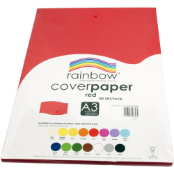 Rainbow Cover Paper A3 125gsm Red 100 Sheets