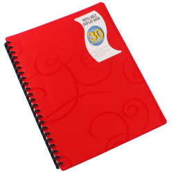 Beautone Display Book Refillable PP A4 Jewel Red 30 Pockets