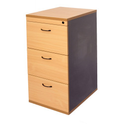 3 Drawer Melamine Filing Cabinet 990Hx465Wx600D Lockable Beech and Ironstone