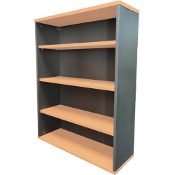 Rapidline Melamine Bookcase 900Wx315Dx1200H Includes 3 Shelves Beech and Ironstone