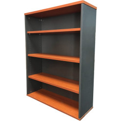 Rapidline Melamine Bookcase 900Wx315Dx1200H Includes 3 Shelves Cherry and Ironstone