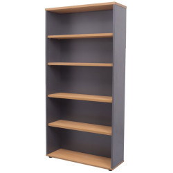 Rapidline Melamine Bookcase 900Wx315Dx1800H Includes 4 Shelves Beech and Ironstone