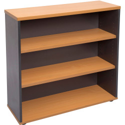 Rapidline Melamine Bookcase 900Wx315Dx900H Includes 2 Shelves Beech and Ironstone