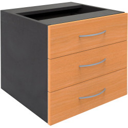Rapidline Melamine Fixed Pedestal 3 Personal Drawers Beech and Ironstone