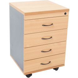 Rapidline Melamine Mobile Pedestal 4 Personal Drawer  Beech and Ironstone