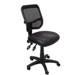 EM300 Small Seat Office Chair Black Mesh Medium Back Black PU Seat