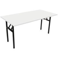 Steel Frame Folding Table Strong Folding Mechanism 1500Wx750D White Melamine Top