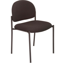 V100 Visitor Chair Black Steel 4 Leg Frame Black Padded Fabric Seat and Back