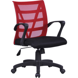 Vienna Mesh Medium Back Office Chair With Arms Black Fabric Seat Red Mesh Back