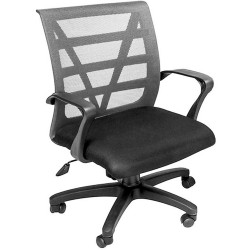 Vienna Mesh Medium Back Office Chair With Arms Black Fabric Seat Silver Mesh Back