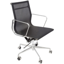 WM600 Medium Back Mesh Meeting Chair Aluminium Frame Black Mesh Seat and Back
