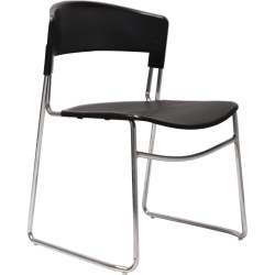 Zola Stackable Meeting Chair Chrome Sled Base Black Polypropylene Seat and Back