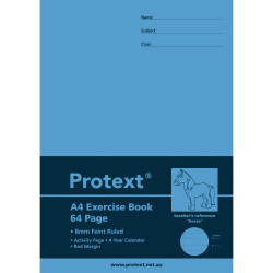 PROTEXT EXERCISE BOOK A4 8mm Ruled 64pgs - Horse