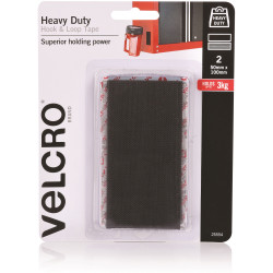VELCRO® BRAND STICK ON Hook And Loop Heavy Duty 50x100mm Black Pack of 2