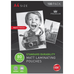 GBC Laminating Pouches A4 80 Micron Matte Pack of 100