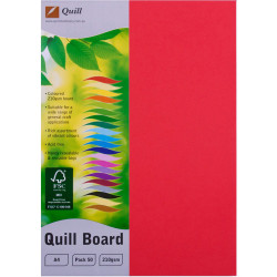 Quill Board 210GSM A4 Red Pack 50