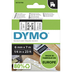 DYMO D1 LABEL CASSETTE TAPE 6mm x 7M Black on White