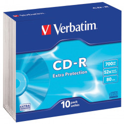 VERBATIM RECORDABLE CD'S CD-R 80min 700MB 52X JewelCase Pack of 10