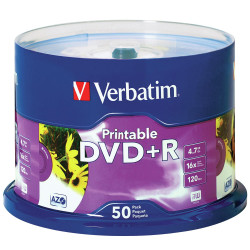 VERBATIM RECORDABLE DVD DVD+R 4.7GB Wht Printable Pk50