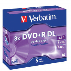 VERBATIM RECORDABLE DVD DVD+R 8.5GB 8X PK5 Jewel Case