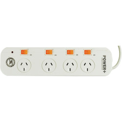 POWERPLUS POWERBOARD 4 OUTLET Individual Switch,Surge&O/load