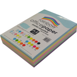 RAINBOW 80GSM OFFICE PAPER A4 5x Pastel Assorted Colours Ream of 500