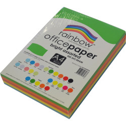 RAINBOW 80GSM OFFICE PAPER A4 5x Bright Assorted Colours Ream of 500
