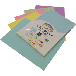 RAINBOW 80GSM OFFICE PAPER A3 5 Pastel Assorted Pack of 100