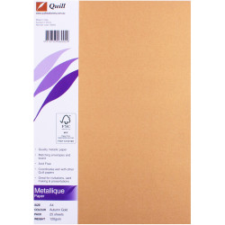 QUILL A4 METALLIQUE PAPER 120gsm Autumn Gold Pack of 25