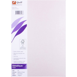 QUILL A4 METALLIQUE PAPER 120gsm Mother of Pearl Pack of 25