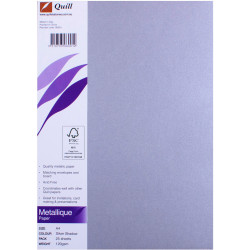 QUILL A4 METALLIQUE PAPER 120gsm Silver Shadow Pack of 25