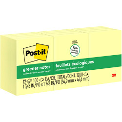 POST-IT 653-RP RECYCLED NOTES 36x48mm 100 Shts Yellow