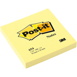 POST-IT 654 NOTES ORIGINAL 100Shts 76x76mm Yellow - PACK OF 12