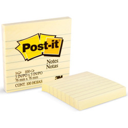 POST-IT 630-55 NOTES ORIGINAL Lined 100Shts 76x76mm Yellow PACK OF 12