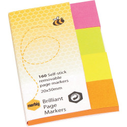 MARBIG BRILLIANT PAGE MARKERS 20x50mm 160Sht Assorted
