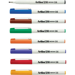 ARTLINE 210 FINELINER PENS 0.6mm 8 Colours Assorted