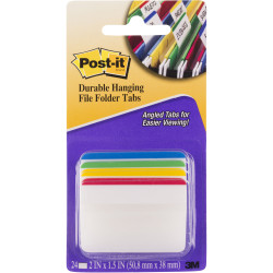 POST-IT 686A-1 DURABLE TABS Angle 50x38 White Red Blue Yellow Green 24 Pack