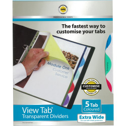 MARBIG VIEW TAB DIVIDERS A4 PP 5 Tab Xtra Wide Colour
