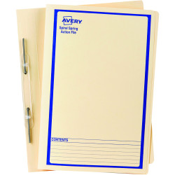 AVERY SPIRAL SPRING FILES Buff Printed Blue - BOX OF 25