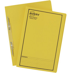 AVERY SPIRAL SPRING FILES Yellow Printed Black - BOX OF 25