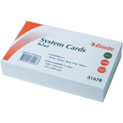 ESSELTE RULED SYSTEM CARDS 127x76mm (5x3) Wht Pk100