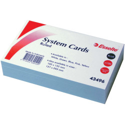 ESSELTE RULED SYSTEM CARDS 127x76mm (5x3) Blue Pk100