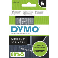 DYMO D1 LABEL CASSETTE 12mmx7m -White on Clear