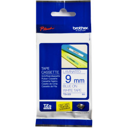 BROTHER TZE223 PTOUCH TAPE 9mmx8mt Blue On White Tape