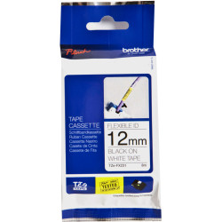 BROTHER TZEFX231 PTOUCH TAPE 12mmx8m Blk On White Flexible